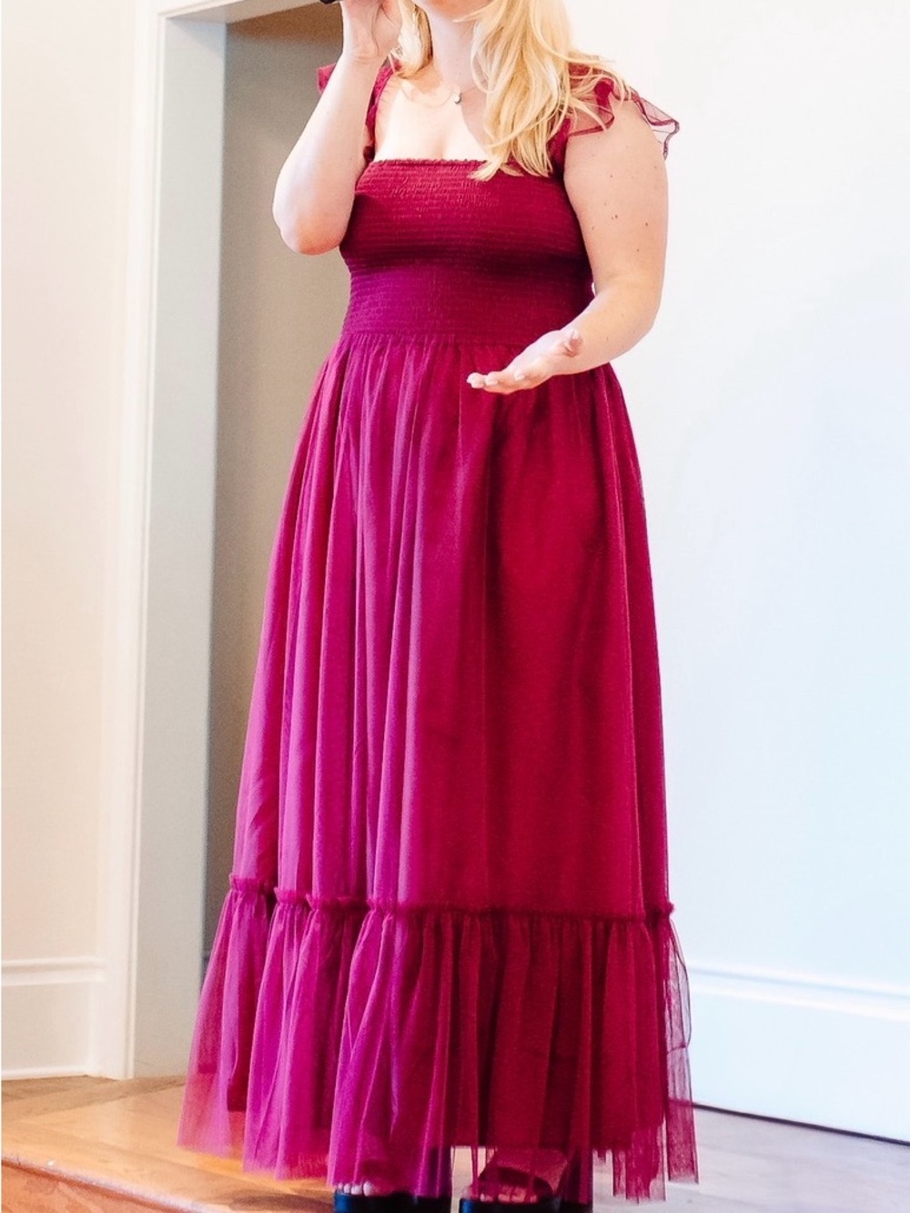 Long Formal Magenta Maxi Tulle Dress